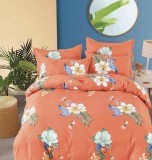 Cumpara ieftin Lenjerie de pat matrimonial cu husa elastic pat si fata perna dreptunghiulara, Rhamnus, bumbac mercerizat, multicolor