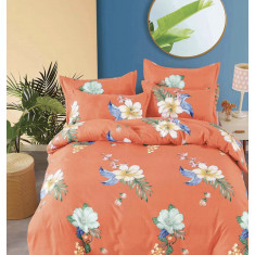 Lenjerie de pat pentru o persoana cu husa de perna dreptunghiulara, Rhamnus, bumbac mercerizat, multicolor