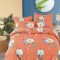 Lenjerie de pat matrimonial cu husa elastic pat si fata perna patrata, Rhamnus, bumbac mercerizat, multicolor