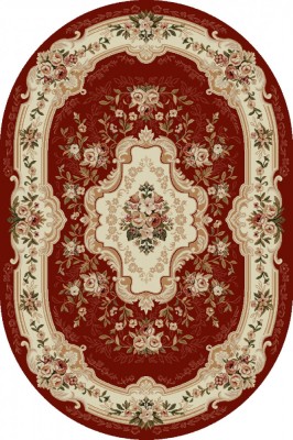 Covor Oval Model Lotos 570-210, Marime 80 x 150 cm, Grena, Rosu, Inaltime Fir 8 mm, Antialergic, Polipropilena, Living, Dormitor, Sufragerie, Birou foto