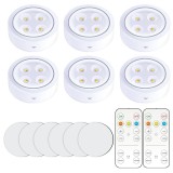 Set de 6 lampi led flippy, fara fir, cu baterii, 3 culori de lumina, cu 2 telecomenzi, din plastic, alb