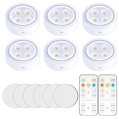 Set de 6 lampi led flippy, fara fir, cu baterii, 3 culori de lumina, cu 2 telecomenzi, din plastic, alb foto