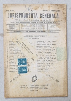 JURISPRUDENTA GENERALA , PUBLICATIUNE TRILUNARA DE JURISPRUDENTA ROMANA SI STREINA , NR.1, 1945 foto