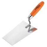 Mistrie stucco profesionala NEO Tools, forma trapezoidala, inox, maner lemn, 180 mm