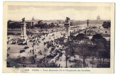 AD 1097 C. P. VECHE -PARIS -PONT ALEXANDRE III ET L&amp;#039;ESPLANADE DES INVALIDES-1933 foto