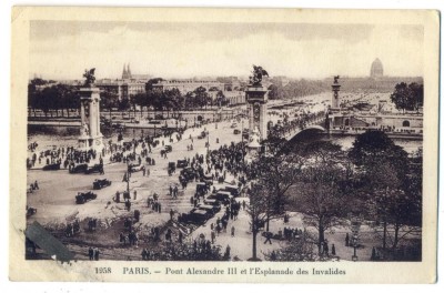 AD 1097 C. P. VECHE -PARIS -PONT ALEXANDRE III ET L&amp;#039;ESPLANADE DES INVALIDES-1933 foto