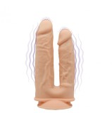 Vibrator Dublu Silicon cu Memorie Dubla Densitate, Remote Control, 10 Moduri Vibratii, Natural