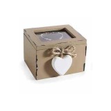 Cumpara ieftin Cutie pliculete ceai sticla lemn maro vintage cm 10 x 9,5 x 7 H