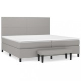 Cumpara ieftin Pat box spring cu saltea, gri deschis, 200x200 cm, textil
