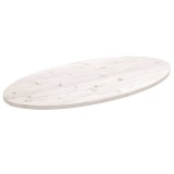 Blat de masa, alb, 100x50x2,5 cm, lemn masiv de pin, oval GartenMobel Dekor, vidaXL