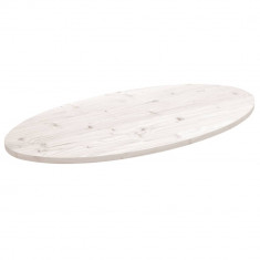 vidaXL Blat de masă, alb, 100x50x2,5 cm, lemn masiv de pin, oval