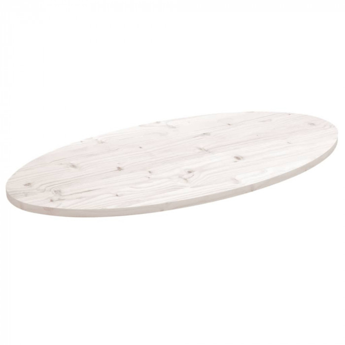 Blat de masa, alb, 100x50x2,5 cm, lemn masiv de pin, oval GartenMobel Dekor