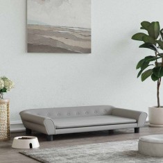 vidaXL Pat de c&acirc;ini, gri deschis, 100x50x21 cm, catifea