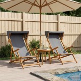 Scaun de plaja 2 pcs 3 Pozitie Lemn de eucalipt masiv Gri