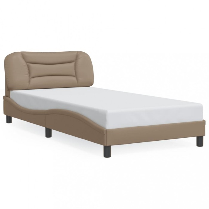 vidaXL Cadru de pat cu tăblie, cappuccino, 100x200 cm, piele ecologică 3207985