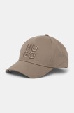 HUGO șapcă de baseball din bumbac culoarea maro, cu imprimeu, 50533409