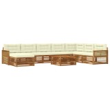 vidaXL Set de canapele de exterior cu pernă 9 pcs Natural și Crem 3383748