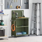 vidaXL Cărucior pentru unelte Olivengr&oslash;nn 65 x 35 x 111 cm Metal