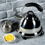 Fierbător tradițional fabricat din otel inoxidabil , ceainic 2.6 litri, 22-25 cm , argintiu, Ambar, Kassel