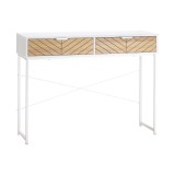 Consola Moderna HOMCOM cu 2 Sertare, Masa pentru Hol Metalica cu Structura Incrucisata, Masuta pentru Sufragerie, Alba | Aosom Romania