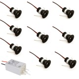 kpslucerna Mini reflector LED 9 bucăți 12V 1W lumină &icirc;ncorporată &icirc;n tavan pentru bucătărie, scări, dulap, hol, iluminat DIY, lumină albă caldă, lumină