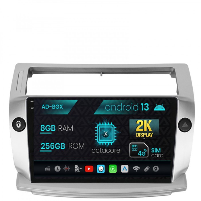 Navigatie Citroen C4 (2004-2014), Android 13, X-Octacore 8GB RAM + 256GB ROM, 9.5 Inch - AD-BGX9008+AD-BGRKIT346