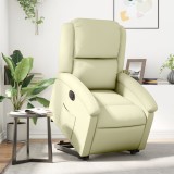 VidaXL Fotoliu rabatabil electric cu ridicare, crem, piele naturală 3204272