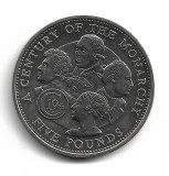 GUERNSEY - 2001 A CENTURY OF THE MONARCHY - Moneda 5 POUNDS