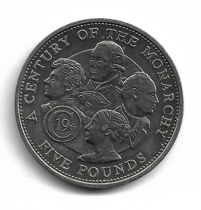 GUERNSEY - 2001 A CENTURY OF THE MONARCHY - Moneda 5 POUNDS