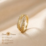 Inel Meandru Grecesc , 9 mm, placat cu aur 14K, cu zirconia