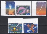 Congo 1986 - Apariția cometei Halley, Serie NDT + 5 Colite DE LUX NDT (F.RARE), PA, 4 POZE, MNH