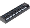 USB Hub Techstar&reg; HB6, 3.0 High Speed, 7 Port USB 3.0, Buton On/Off, Conexiune USB 3.0 de mare viteza