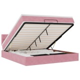 Cumpara ieftin Pat otoman cu saltea si LED-uri, roz, 180x200cm, catifea