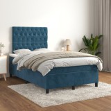 VidaXL Pat box spring cu saltea, albastru &icirc;nchis, 120x200 cm, catifea 3143197