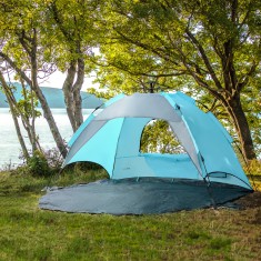 Cort plaja Mullsj&ouml; 215 x 135 x 140 cm albastru deschis / gri inchis [pro.tec] HausGarden Leisure