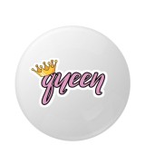 Cumpara ieftin Insigna metalica rotunda 58 mm model Queen cu coroana aurie stil modern