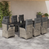 Set mobilier gradina cu perne, 9 piese, gri deschis, poliratan GartenMobel Dekor, vidaXL