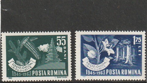 ROMANIA 1963 LP 573 IMPADURIREA SERIE MNH NESTAMPILATA