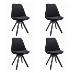 Set 4 scaune bucatarie/living, Jumi, saida, catifea, lemn, negru, 49x52x83 cm