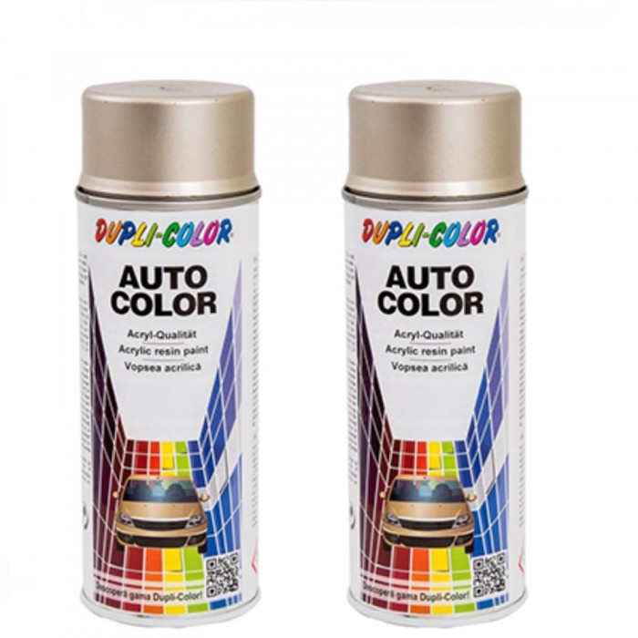 Pachet 2 x Vopsea spray auto Dacia crem auriu metalizata Dupli Color 350 ml