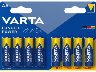 Baterii R6 AA Alkaline Longlife Power Varta 8buc/blister foto