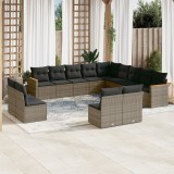 vidaXL Set mobilier de grădină cu perne, 13 piese, gri, poliratan 3258889