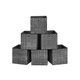 Cumpara ieftin Set 6 cutii de depozitare Songmics Negru 30x30x30 cm