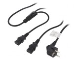 Cablu de Alimentare 1,5m Negru 10A 250V CEE 7/7 la IEC C13 x2, Logilink