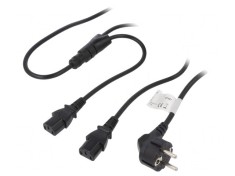 Cablu de Alimentare 1,5m Negru 10A 250V CEE 7/7 la IEC C13 x2
