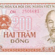 VIETNAM █ bancnota █ 200 Dong █ 1987 █ P-100a █ UNC █ necirculata