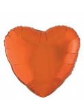 Balon Folie Metalizat Inima Portocalie - 45 cm