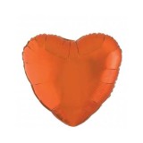 Balon Folie Metalizat Inima Portocalie - 45 cm