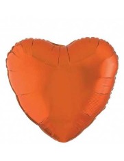 Balon Folie Metalizat Inima Portocalie - 45 cm foto