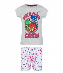 Pijamale fete PJ Masks gri/alb, 8 ani, 128 cm foto